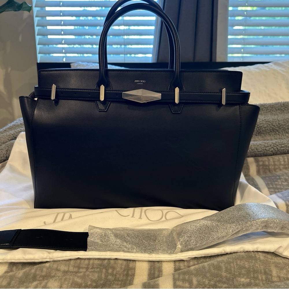 Jimmy Choo Diamond Cinch Top Handle Black Handbag